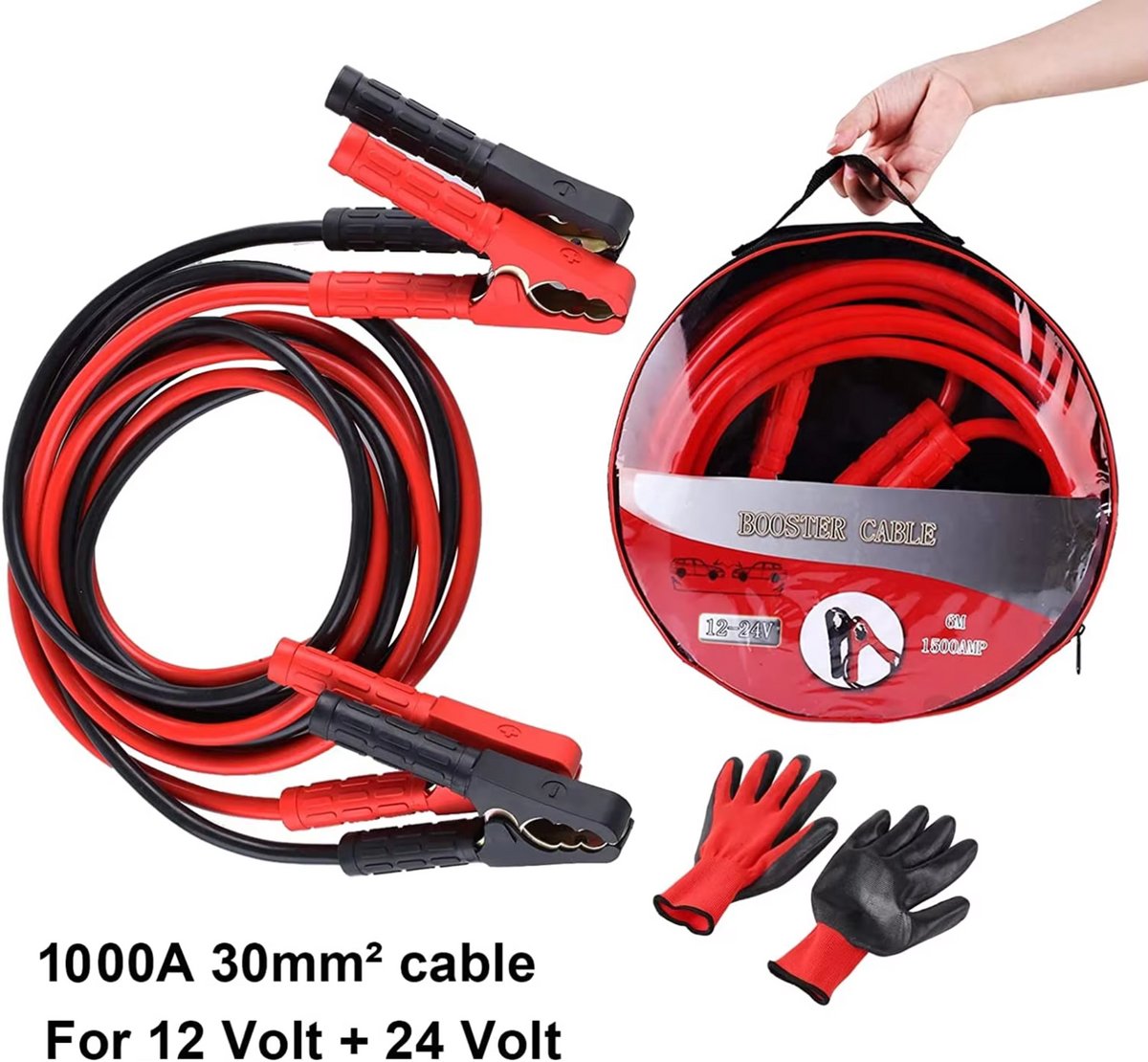 Startkabels - Jumpstarter - Voor auto en vrachtwagen - 1000 Amp 4m - 12V/24V