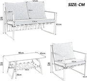 4-delig Tuin Loungeset - Tuinmeubelset - Voor Buitenruimte - Comfortabele Sofa met Tafel & Kussens - Zwart met Afneembare Hoezen