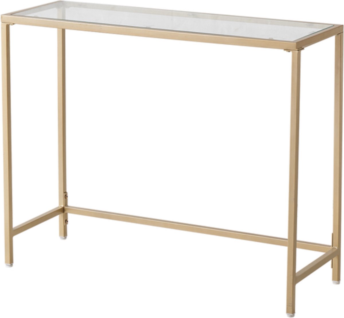 Happyment Console tafel modern - Wandtafel - Transparant goud - Bijzettafel - Haltafel - Sidetable - 100cm