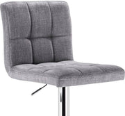 Barkruk Vio Industrial Lichtgrijs - Barkrukken set van 1 - Barstoel Kruk - Barstoelen met rugleuning - Keukenstoel - In hoogte verstelbaar - Linnen