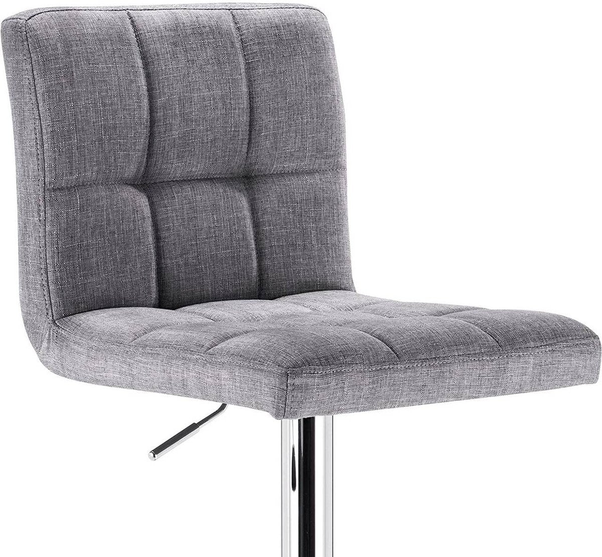 Barkruk Vio Industrial Lichtgrijs - Barkrukken set van 1 - Barstoel Kruk - Barstoelen met rugleuning - Keukenstoel - In hoogte verstelbaar - Linnen