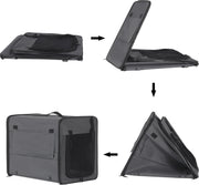 Happyment Hondenbench Leri - Dierenbench auto - Dierenbench - bench - Autokennel - resibench - vervoersbox dieren - Transportbox huisdier - Stof - Grijs - 103x71x79cm