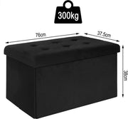 Moderne Opbergbank Zerio - Met opbergruimte - Zitbank Poef - Voetenbank - Opbergbox hocker - Zitkist met deskel - Zwart - Velvet - 76x38x38 cm