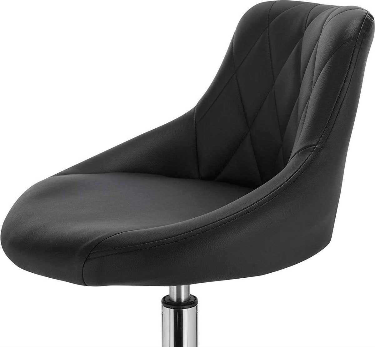 Barkruk Norino deluxe - Industrial - Zwart - Barkrukken set van 1 - Barstoel Kruk - Barstoelen met rugleuning - Keukenstoel - In hoogte verstelbaar - Kunstleer