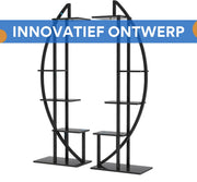 Ovale plantstandaard - Set van 2 - Voor binnentuin, woonkamer en balkon - Plantenrek - Plantentafel - Multifunctionele Gebogen Display Plank - Bloemenrek