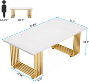 Bureau Ceylix - Modern 180 x 79 x 78 cm - Stijlvol Computerbureau Marmerlook - Voor Thuis en Werk