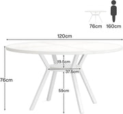 Ronde Eettafel Zurich - Voor 4 personen - 120cm - Voor Keuken of eetkamer - Wit