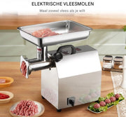 Commerciële Vleesmolen - Worstmaker - 122kg/uur - 850W - RVS - Grijs