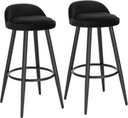 Velvet Barkrukken Dublin - Set van 2 - Zwart - Met rugleuning - Barstoelen ergonomisch - Keuken - Zithoogte 69cm