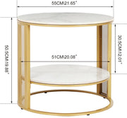 Salontafel Derloni - Wit - 2-Delig - Vierkant - Woonkamer - Bijzettafels