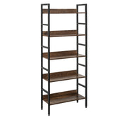 Happyment Boekenkast Oda - Industrieel - 5 Lagen - Bruin/Grijs - Hout Look - Boekenrek - Woonkamer, slaapkamer en kinderkamer - Hout/Metaal - 60 x 27.5 x 160 cm