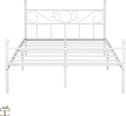 Happyment Metalen bedframe - 140 x 200cm - Incl. lattenbodem - Twijfelaar - 2 persoons - Wit
