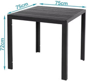 Tuintafel Valora - Aluminium - Voor binnen en buiten - Vierkante vijzettafel tuin - Zwart - Bistrotafel - Eettafel - Hitte- en Weerbestendig