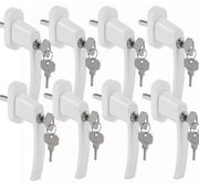Inline Raamgreep Fioren - 8 stuks - Universele Espag Sleutel met Vergrendeling voor Afsluitbare Dubbele Beglazing - Vervangende Aluminium Raamgrepen - Wit