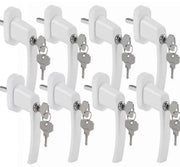 Inline Raamgreep - 8-stuks - Universele Espag Sleutel met Vergrendeling voor Afsluitbare Dubbele Beglazing - Vervangende Aluminium Raamgrepen - Wit