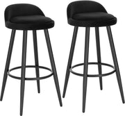 Velvet Barkrukken - Zwart - Met rugleuning - Ergonomisch - Zithoogte 69cm - Set van 2