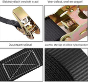 Harde Spanbanden - Sjorbanden - Ratel Spanbanden Uit Eén Stuk - 6 m x 25 mm - Blauw - 10 stuks - Sterke Bevestiging voor Veilig Vervoer