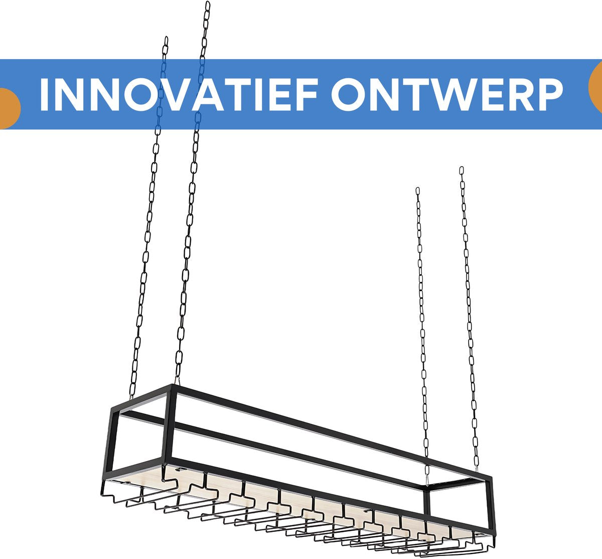 Hangend Wijnrek - Wijnglazen houder - Ophangrek wijnglazen - Voor Keuken, Bar of Eethoek - Verstelbare Plafondmontage - 100cm
