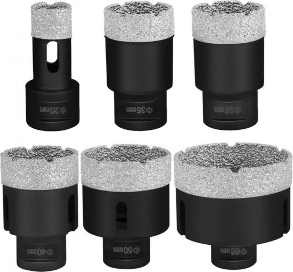 Diamantboorset - Set van 6 Tegelboren - Gecoate Boor - Zwart Booraccessoire