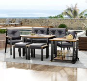 Eettafelset -Tuinmeubelset - Loungeset - Tuinlounge Lounge Set - Lounge Set - Voor Tuin of Terras - Tuinmeubelen voor 6-7 Personen met Fauteuils & Eetkar - Afneembare en Wasbare Hoezen