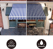 Terras zonnescherm handmatig - Met opbouw frame - Zonneluifel - Balkon of tuin - 300x250cm - UV50+ - Blauw - Met arm - Polyester doek