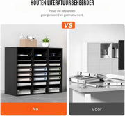 Bureau Organizer - Brievensorteerder - 99x30x68 cm - A4 Papier - 3 x 8 Vakken - Zwart