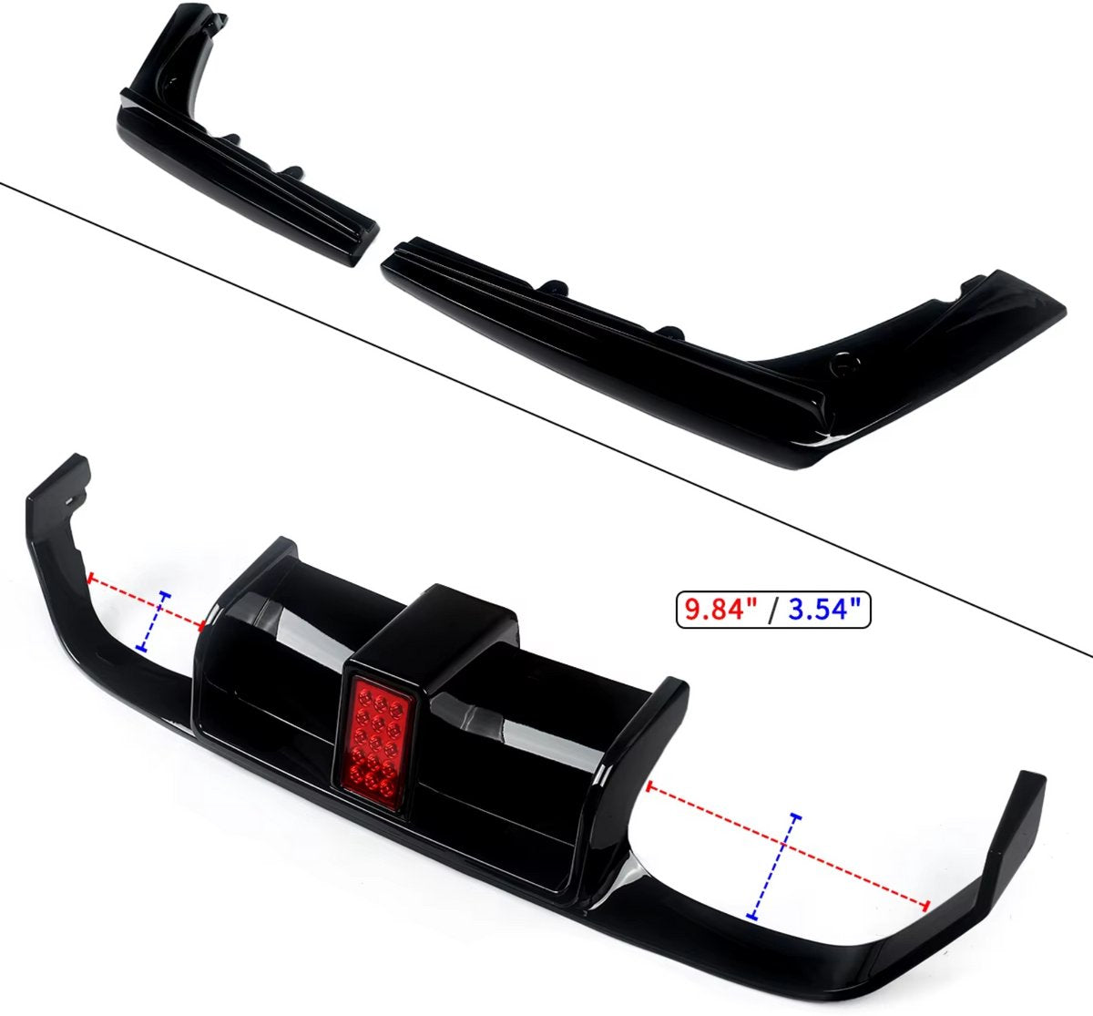 F1 Stijl Achterdiffuser met LED - Zwart - Voor BMW M3/M4 F80/F82/F83 - Performance Look