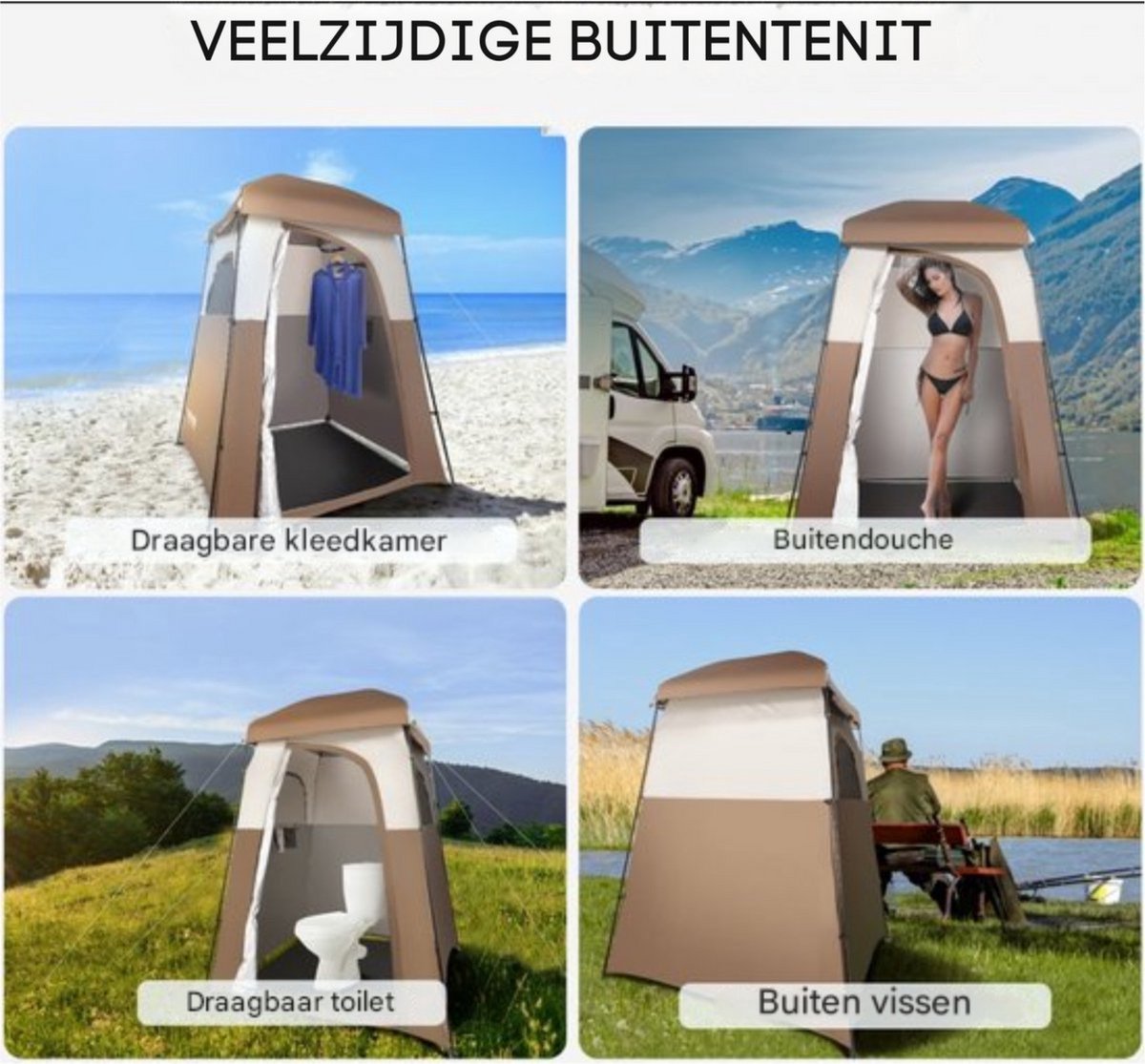 Douchetent Deluxe - Omkleedtent - Camping - 2 Persoons - 84"x42" - Privacytent Voor Omkleden