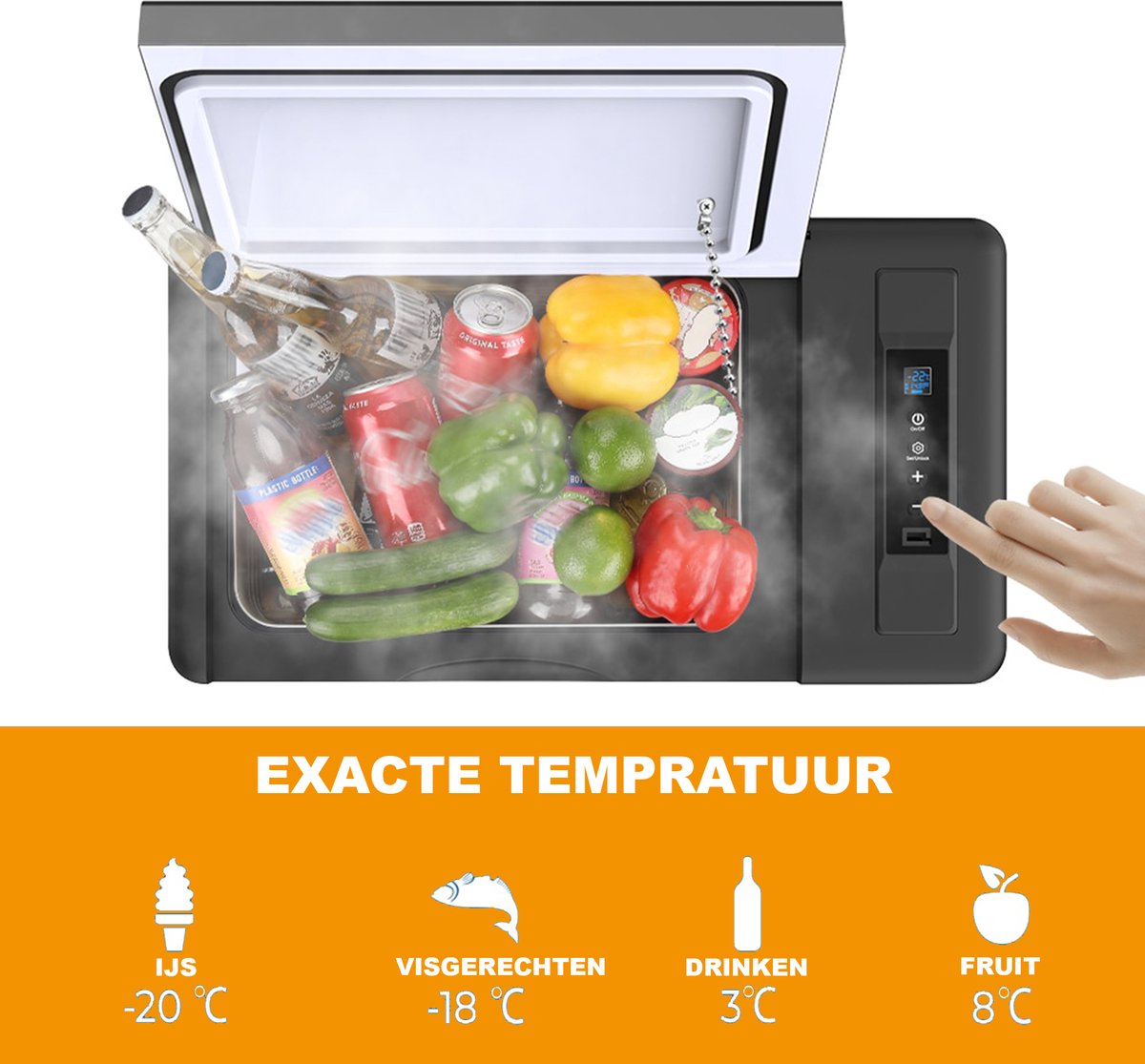 Happyment® Luxe koelbox 22L - Elektrisch - Camping - Auto, vrachtwagen - DC 12V/24V - AC 100V/240V - Koelt en verwarmt