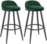 HHHK - Barkrukken set van 2 - Barkrukken - Velvet Groen - Barstoelen - Kruk – 78.5cm - Metalen Frame – Barkruk - Barstoel