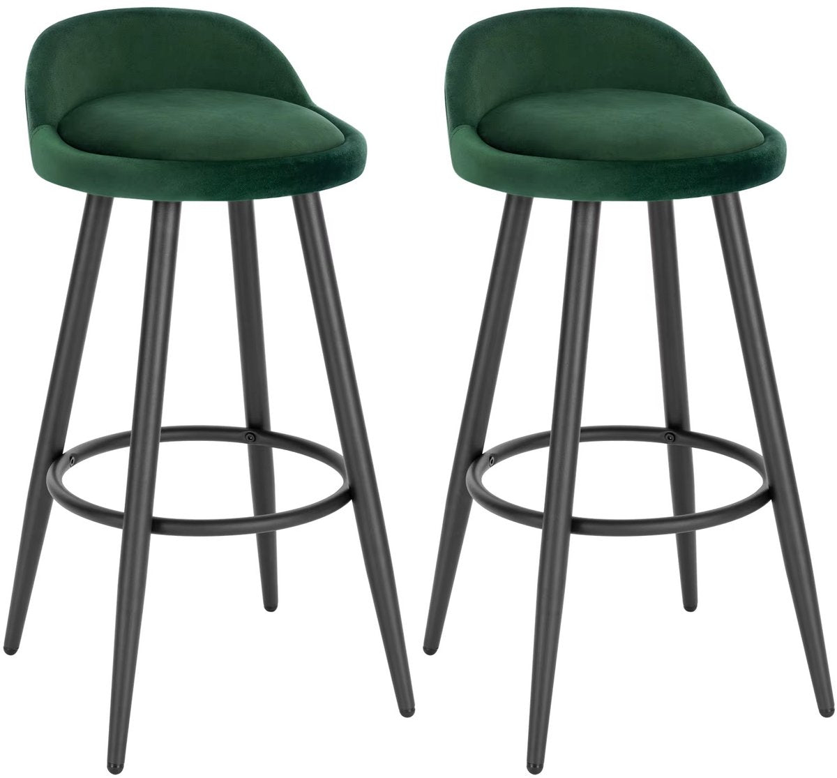 HHHK - Barkrukken set van 2 - Barkrukken - Velvet Groen - Barstoelen - Kruk – 78.5cm - Metalen Frame – Barkruk - Barstoel