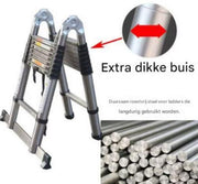 Telescopische Ladder 3,8M - Draagbare Multifunctionele Verlengladder - Roestvrijstalen Frame - Opvouwbaar & Compact