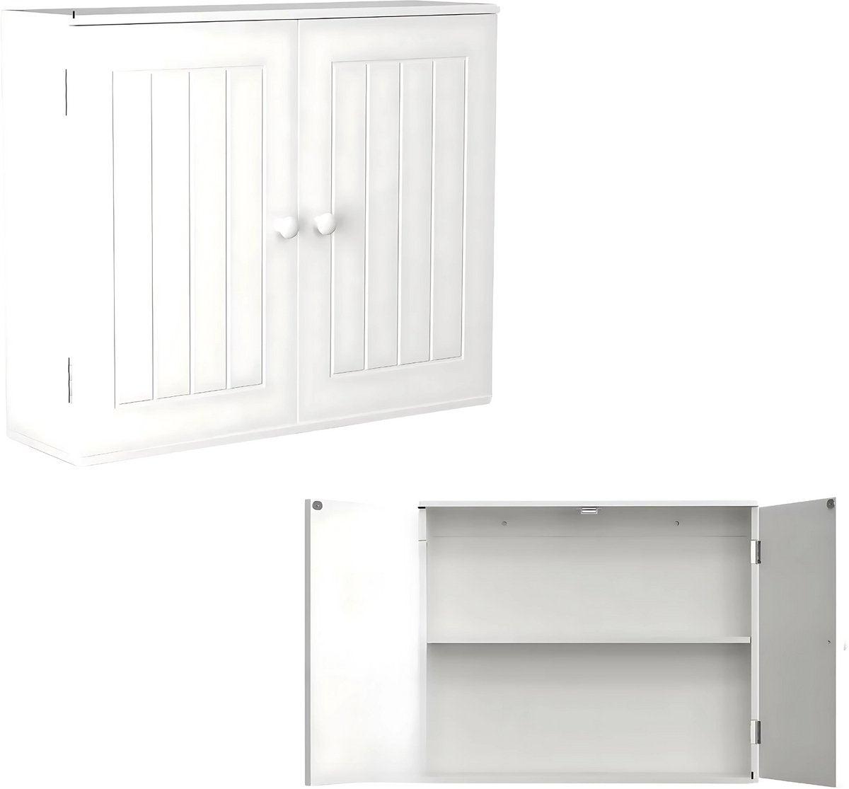 Badkamerkast Nivia - dubbele deur - Badkamermeubel - Voor Wandmontage - 3-Laags - Zwart