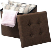 Bolt Edge Poef - Bruin Stof - Opbergbank Poef - Zitkist - Opbergbox - Hocker - 50x35x45cm