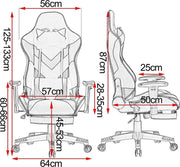 Luxe Gaming stoel - Met voetsteun - Grijs - Gamestoel - Chair - Ergonomische bureaustoel - Verstelbaar - Chair - Stof