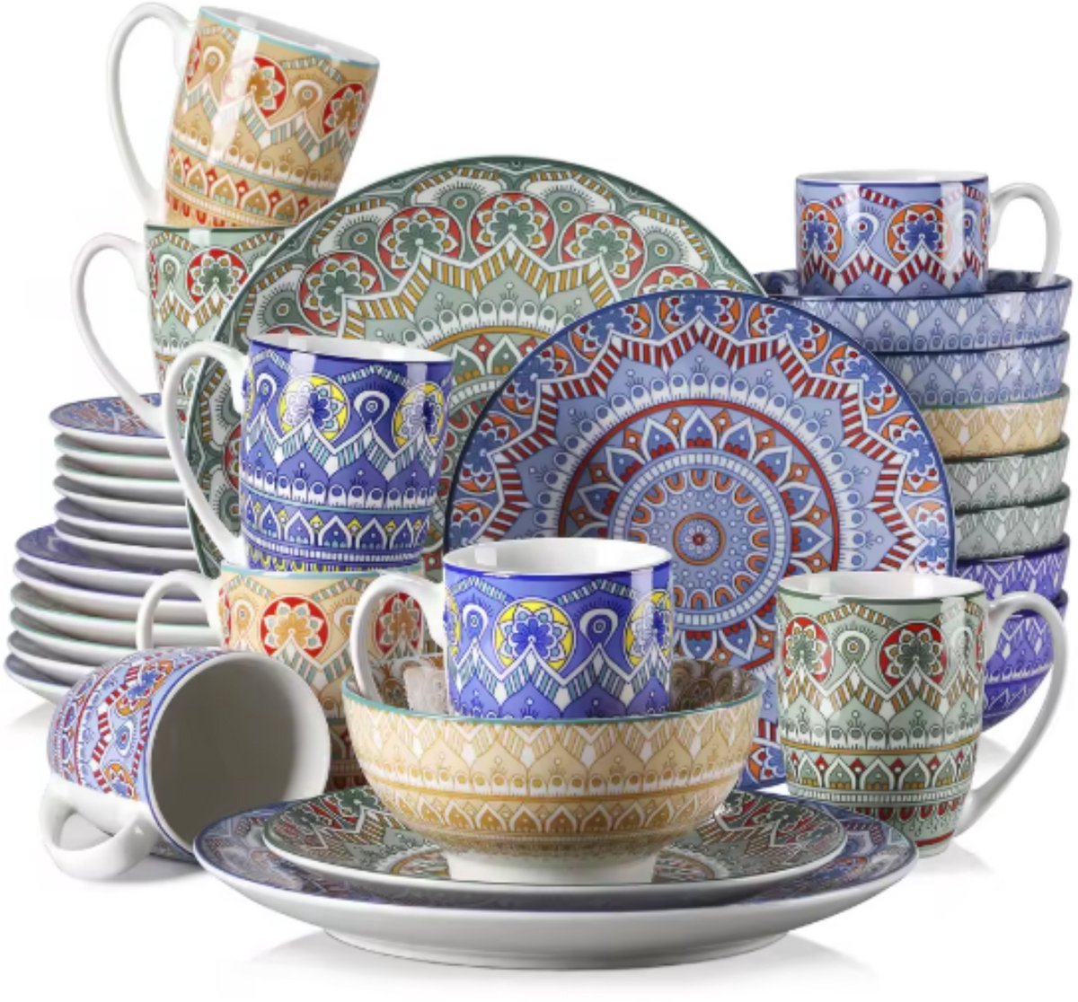 Valenza Serviesset Armonia - 32 delig - 8 persoons - Mix kleur - Dinerborden - Bordenset - Diepe borden - Ontbijtborden - Servies - Keukenservies