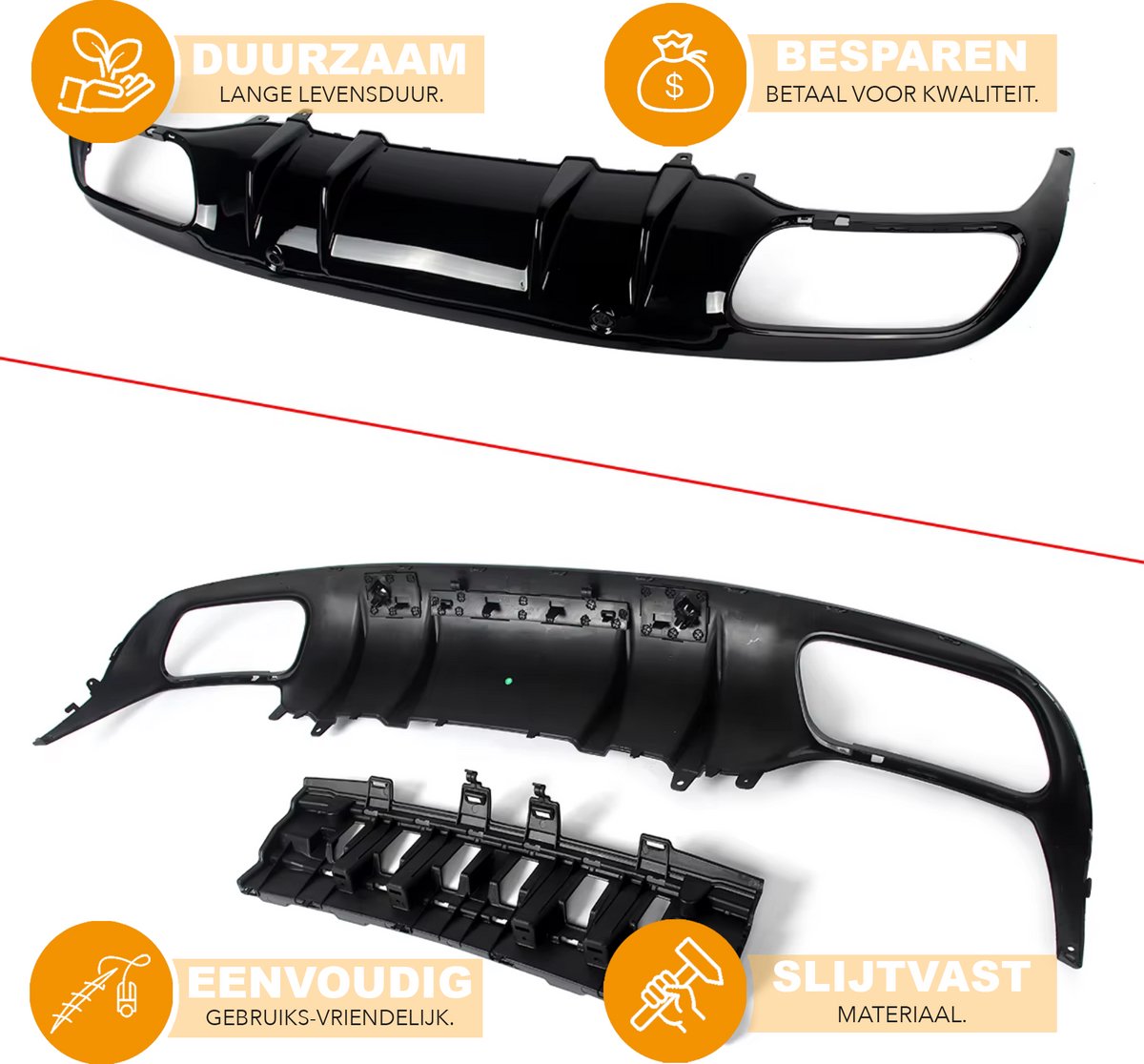 Achterbumper - Voor Mercedes C-Klasse C205/A205 Coupe/Convertible 2015-2018 - Auto accessoires - Splitter lip - C63 stijl
