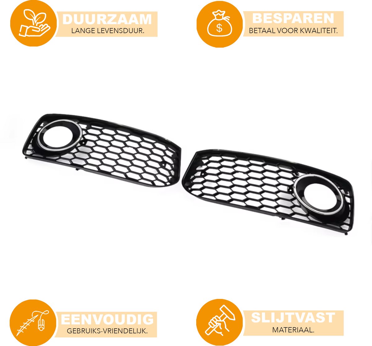 Grille - Voor Audi A5 S-Line/S5 B8 RS5 2008-2012 - Auto accessoires - Honingraat grille - Mistlichtroosters - Zwart/Chroom