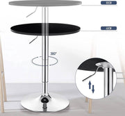 Bolt Edge Ronde Bartafel - Zwart Hout en Metaal - Verstelbare Hoogte 68-88cm - Voor Keuken en Binnengebruik - 60x60cm