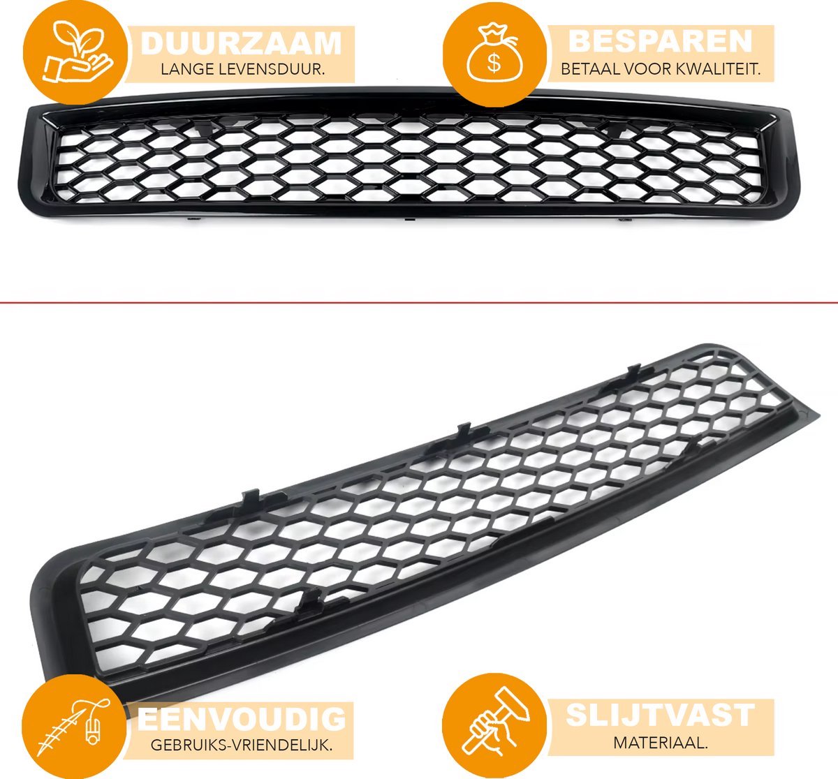 NitroMesh GrilleKit - Mistlichtgrill + Ondergrille - Voorbumper - Voor Audi A4 B6 Sedan (2002-2005) - Set van 2 - Auto Accessoires
