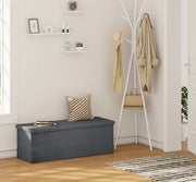 Happyment Opbergbank Judi - Met opbergruimte - Zitbank Poef - Voetenbank - Opbergbox hocker - Zitkist met deskel - Donkergrijs - Velvet - 110x38x38 cm