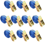 Harde Spanbanden - Sjorbanden - Ratel Spanbanden - Uit Eén Stuk - 6 m x 25 mm - Blauw - 10 stuks - Stevige Bevestiging voor Veilig Transport