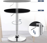 Happyment Ronde Bartafel - Voor binnen - Keuken - Hout - Metaal - Zwart - Verstelbaar in hoogte - 60x60x 68 tot 88cm
