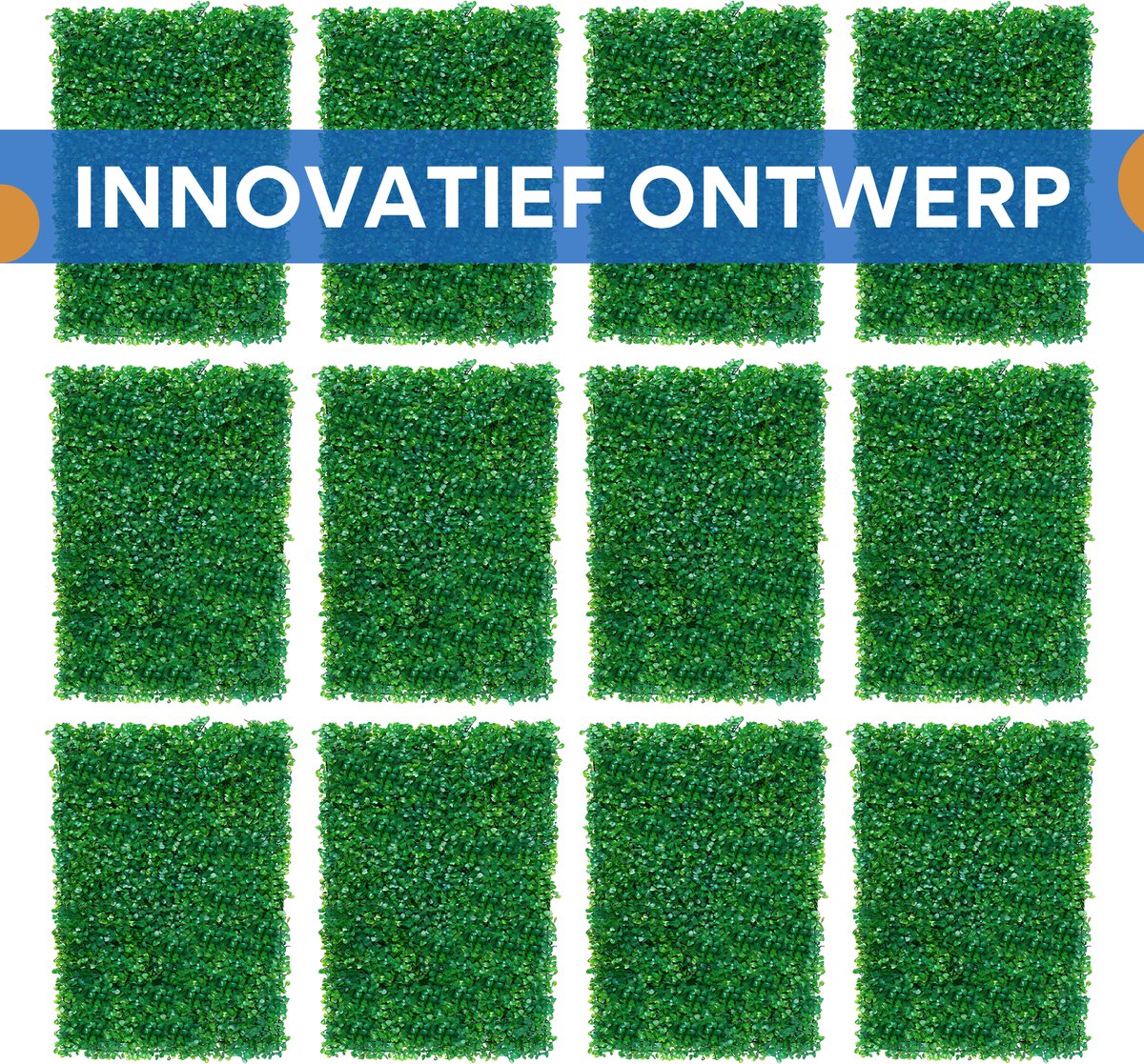 Kunstgras Muurpanelen - Kunstgras achtergrond - Decoratie - Wanddecoratie - Set van 12 - Voor Binnen & Buiten - Groene Heg Wanddecoratie van PE - Ideaal voor Tuin, Balkon, Achtertuin of Achtergrondmuur
