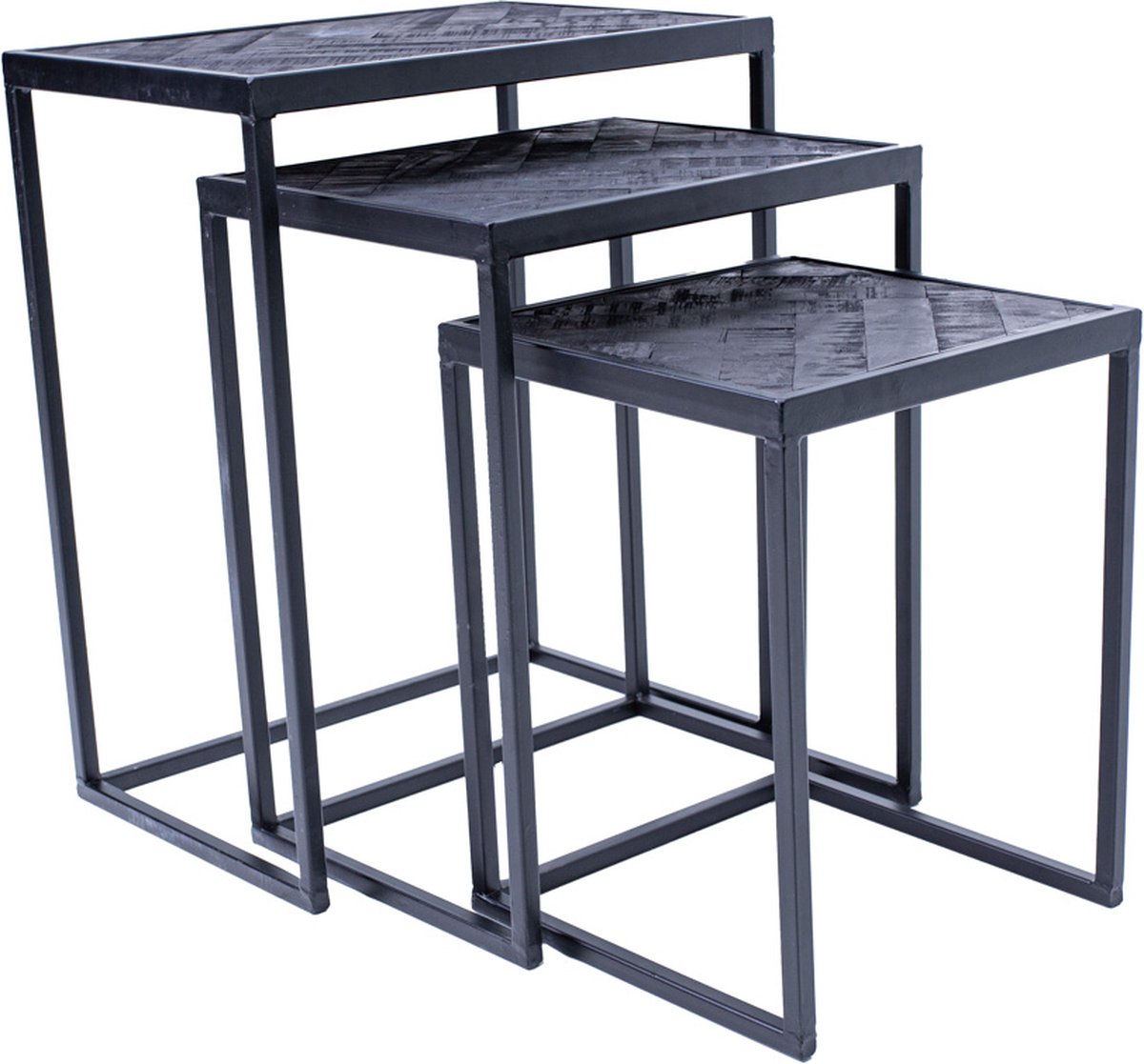 Happyment Bijzettafel deluxe - Set van 3 - Industrieel - Laptoptafel - Ontbijt - Bed - Rond - Zwart