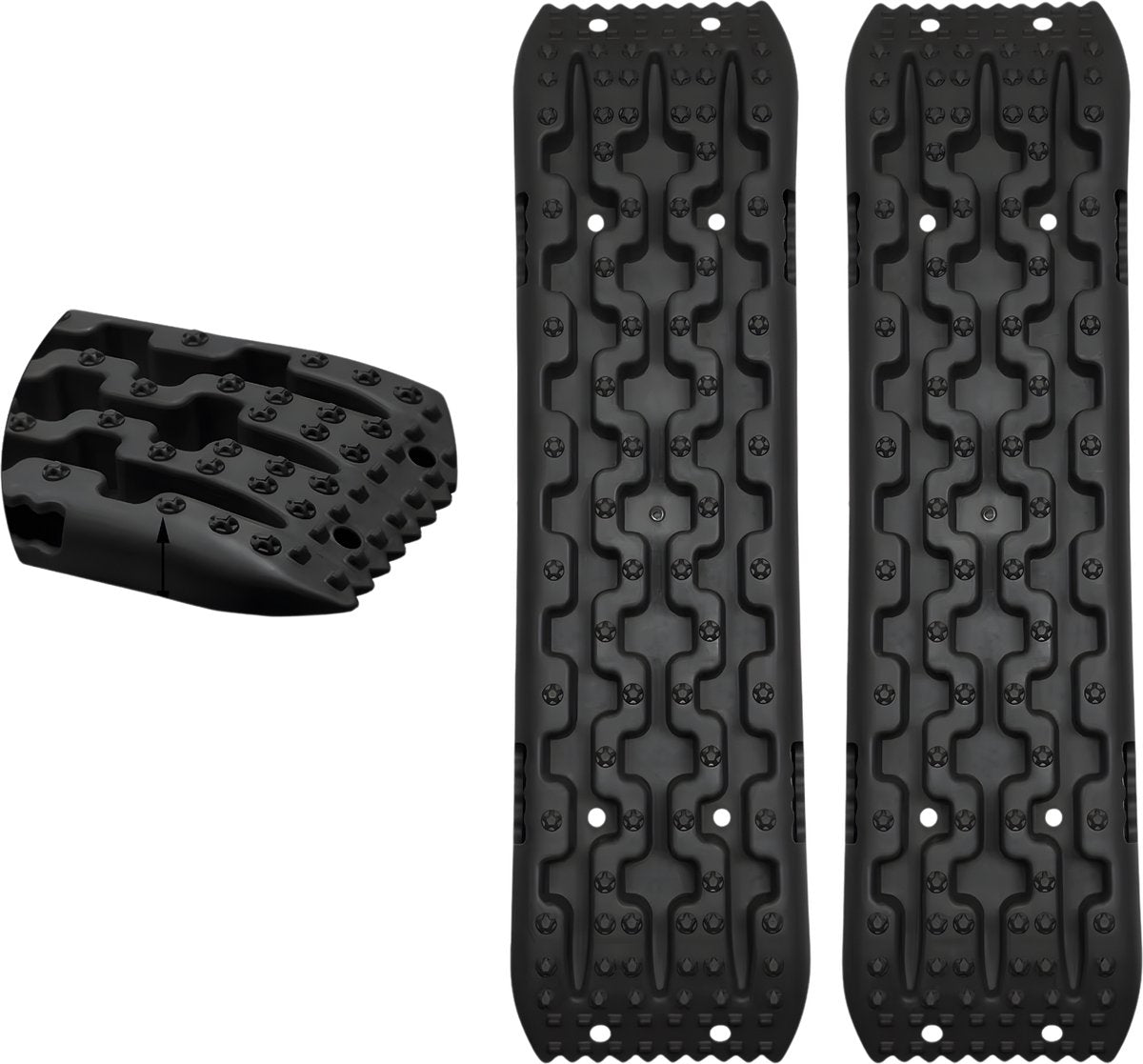 Oprijplaat 2-delig - Tractiebord 2-delig - Oprijblokken - Voor Offroad, Sneeuw & Modder - voor campers & voertuigen - Zand of sneeuw - Zwart
