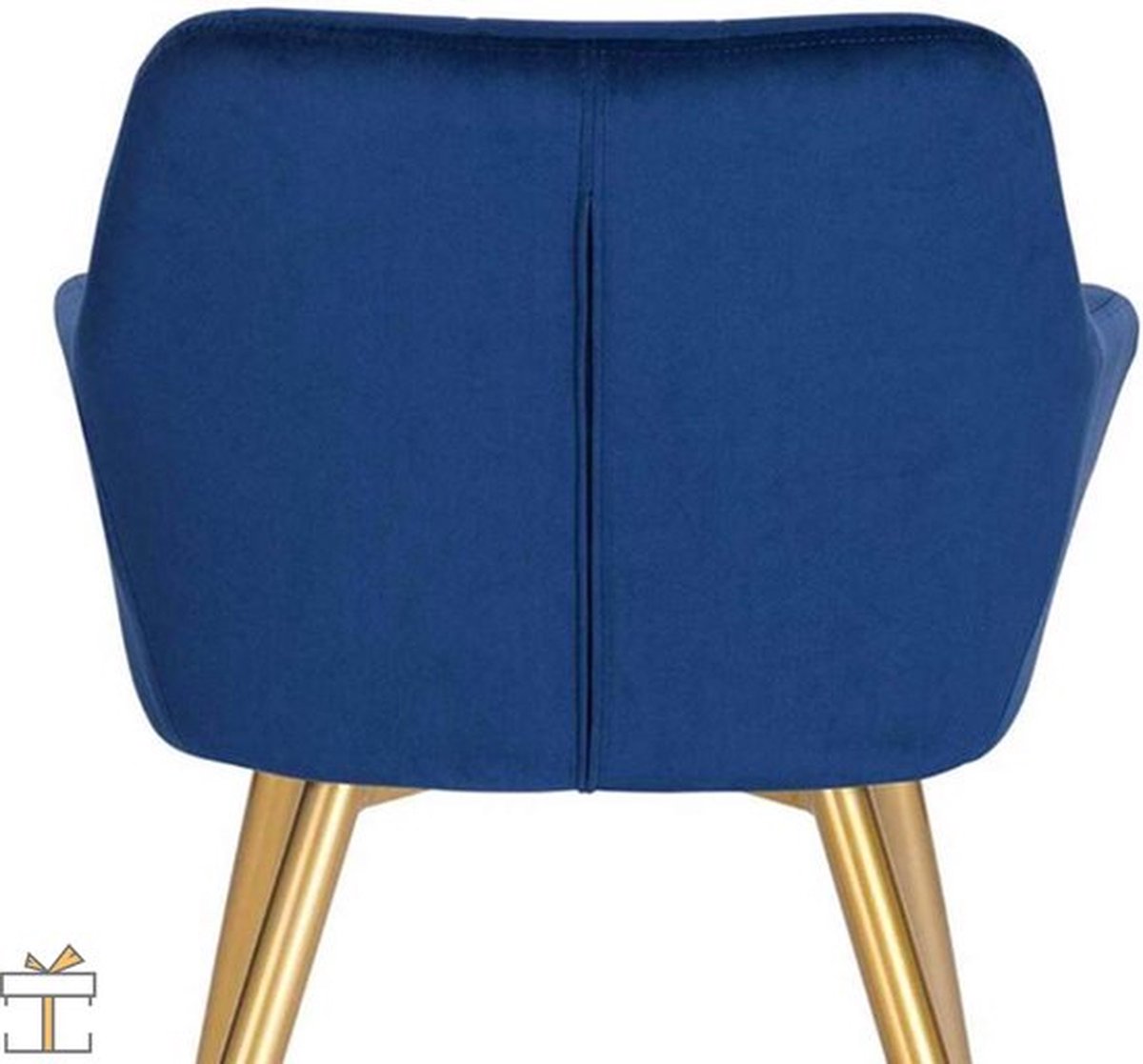 Luxe Eetkamerstoelen - Blauw/Goud - Velvet - Set van 1 - Fauteuil met Armleuning
