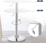 Bolt Edge Ronde Bartafel - Wit - Verstelbaar - Hout Metaal - 60x60x68-88cm