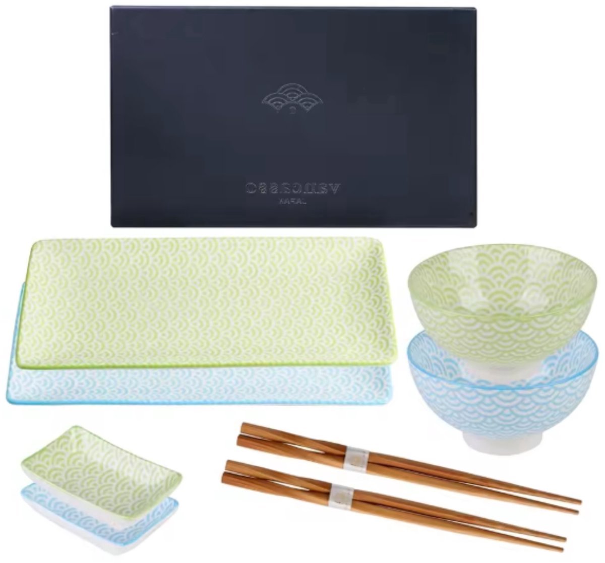 Zenith Fiorenzo Sushi Servies - 6 delig - 2 persoons - Dinerborden - Bordenset - Diepe borden - Ontbijtborden - Servies - Keukenservies