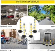 Afzetpalen - 4 stuks - 100CM - Geel/zwart - Afzetlinten - Afzetketting
